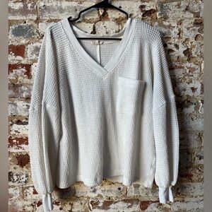 In Lo V-Neck Waffle Knit Sweater